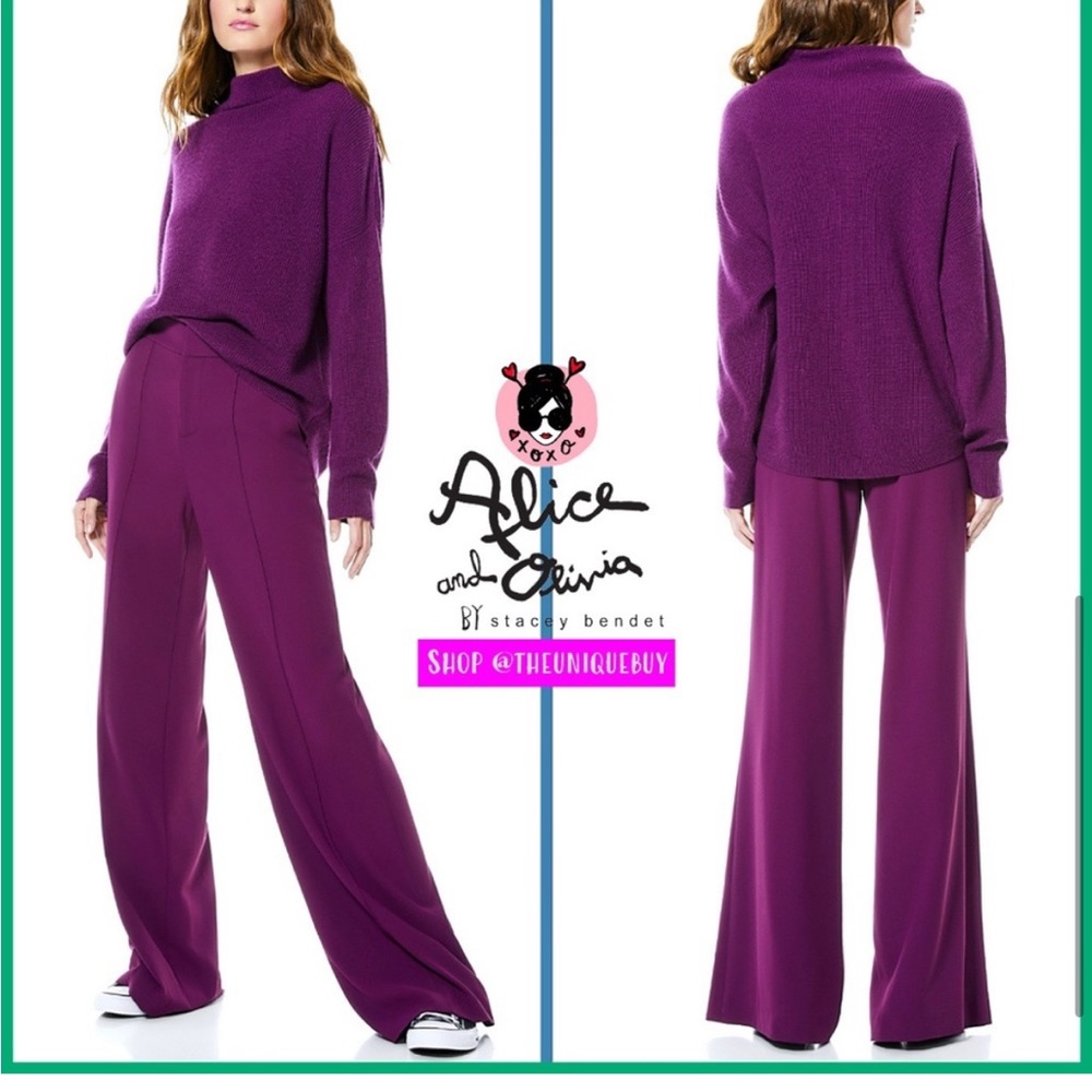 Alice + Olivia Dylan High Waist Wide Leg Pant